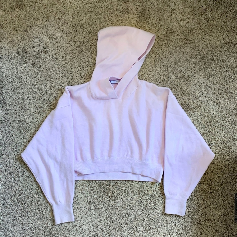 Zara Lavender Light Purple Crop Hoodie Sweater